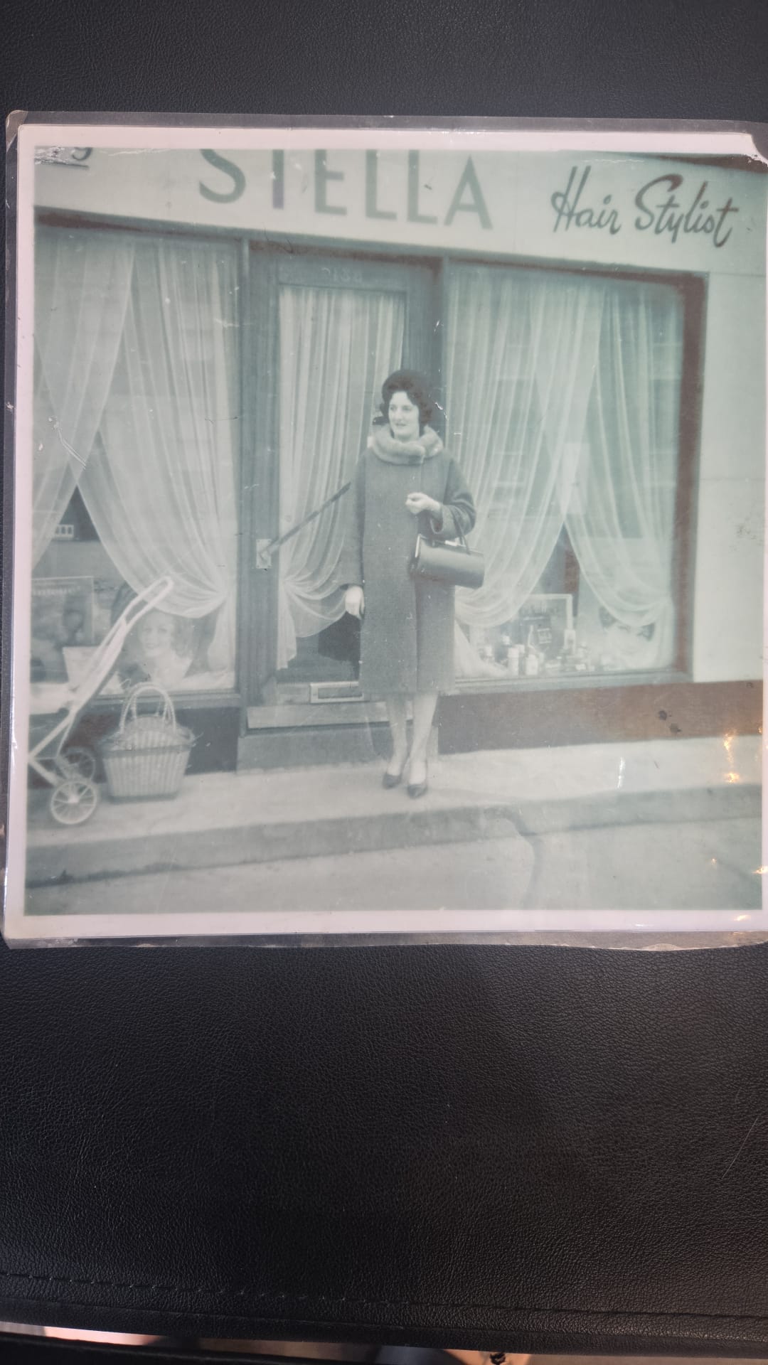 Historical photograph of the original Stella Hair Stylist salon with the founder